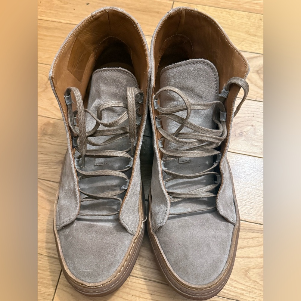 Tan Suede High-Top Sneakers